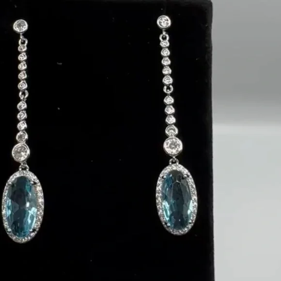 Blue Topaz Dangle Earrings - Picture 2 of 5